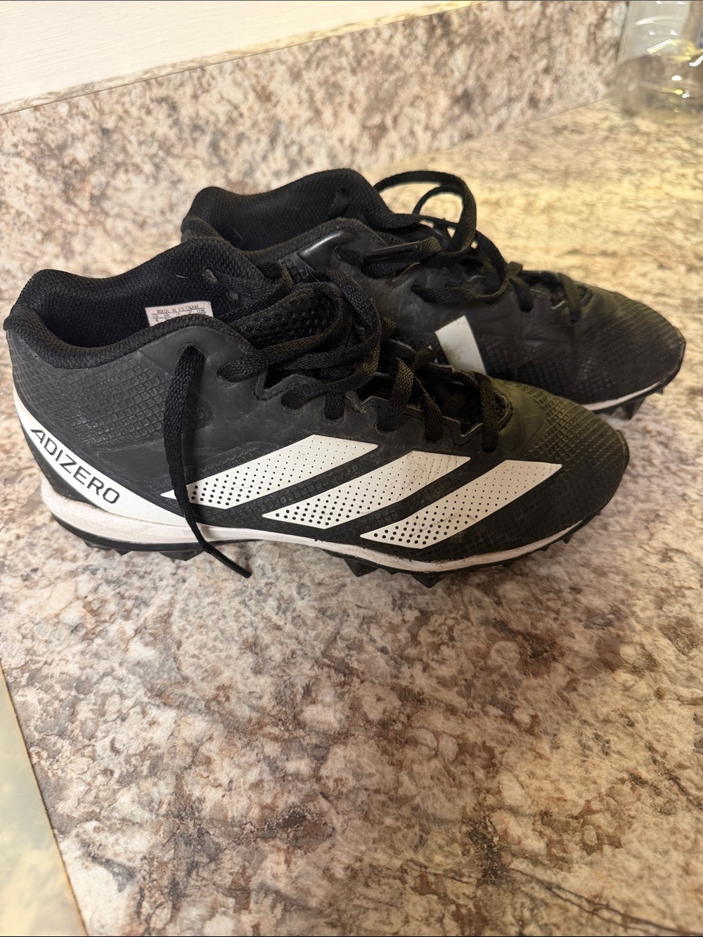 adidas Kids Adizero Black & White Athletic Cleats